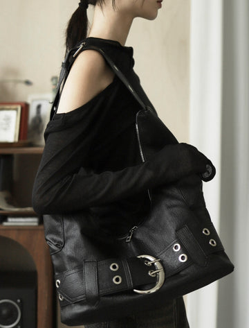 Knock Leather Belt Square Bag